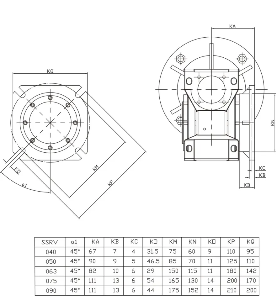 EP-SSRV050 304 stainless output flange dimension