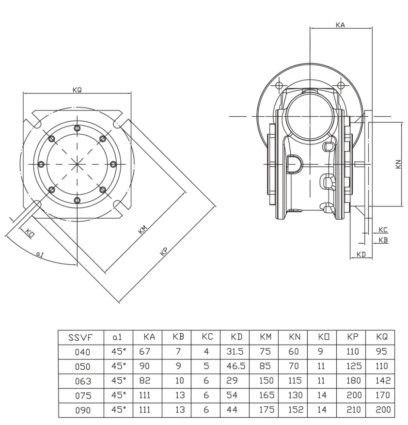 EP-SSVF40 SSVF series 304 stainless output flange dimension